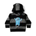 Minti Baby Mitten Hood Bear Hug Baby Black/Grey Stripe